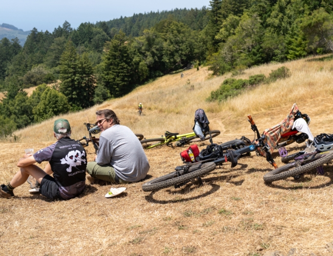 2 bikers at Monte Rio Redwoods Regional Park
