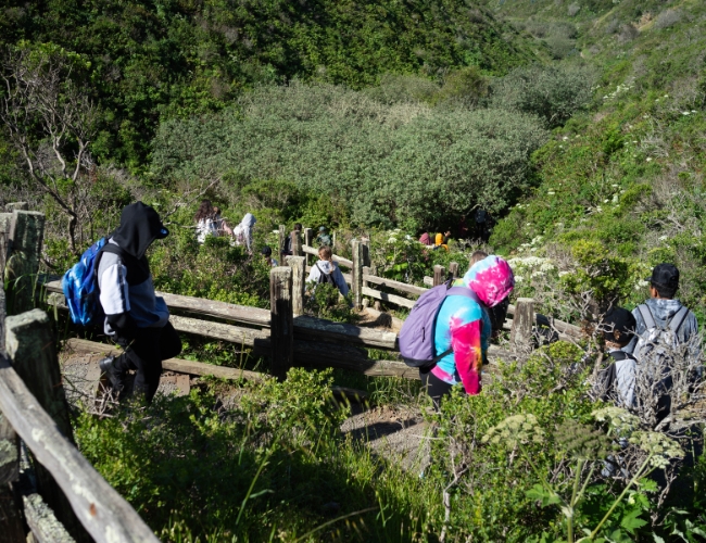 Hikers on Completed Pinnacle Gulch Trail