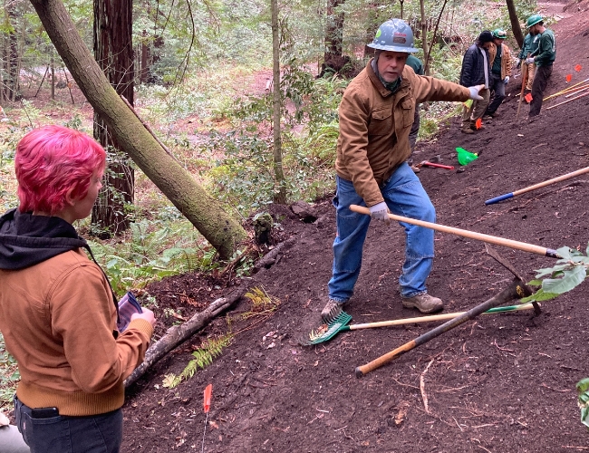 Trail crew at Monte Rio Redwoods Regional Park